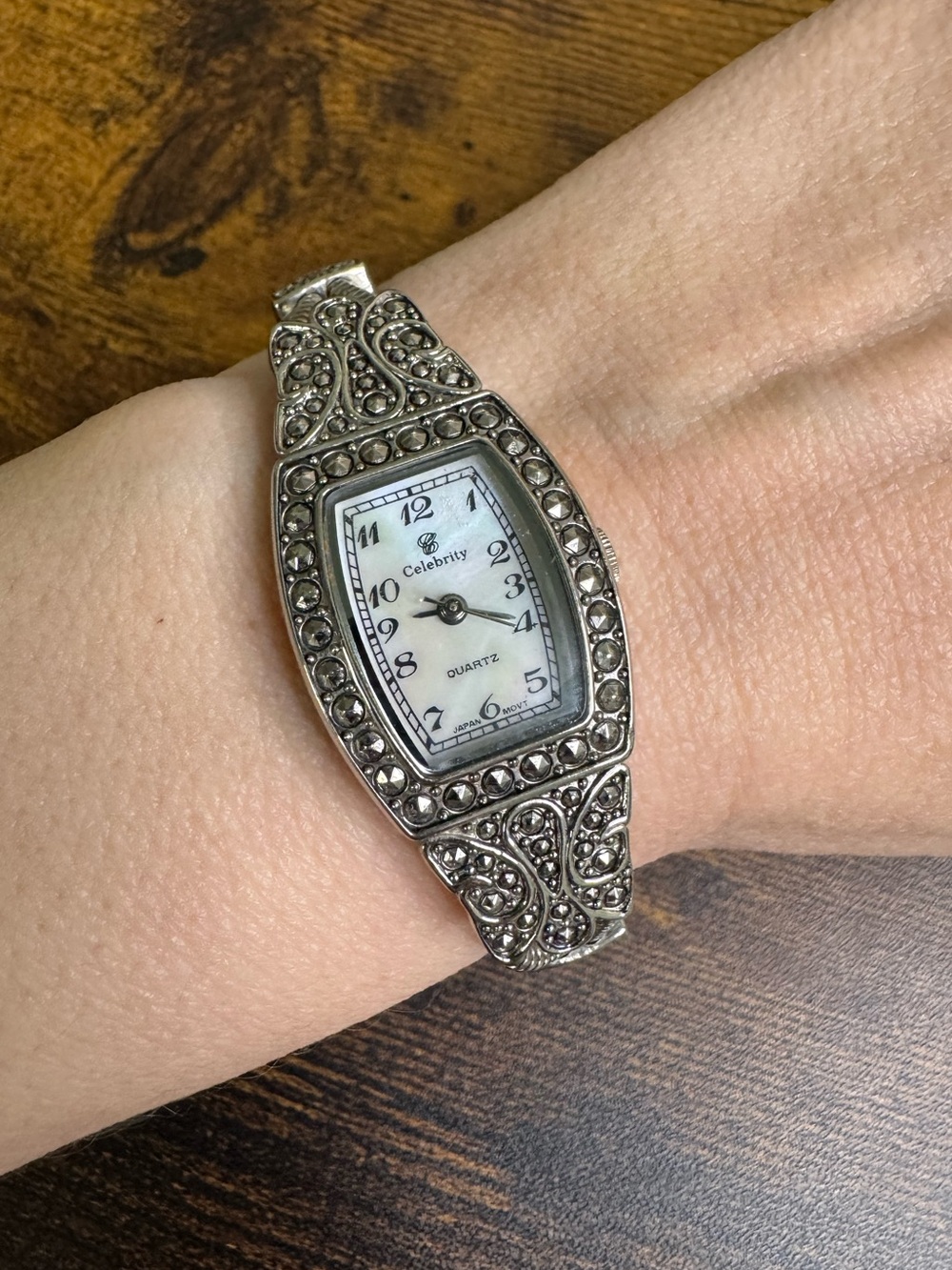 Vintage Silver-Tone Marcasite Bracelet Watch - Silver Tone NEEDS NEW BATTERY